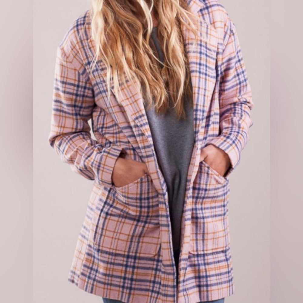 Minkpink Plaid Coat with Pockets, XS